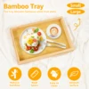 Bamboo Serving Tray with Handle Rectangle Serving Trays Platter  Platter for Breakfast Lunch Dinner Patio Coffee Table BBQ Party 4