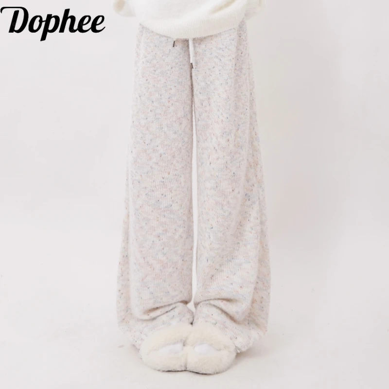

Dophee Casual Female Trousers 2024 New Spring Autumn All-match Lazy Wind Elastic Waist Wide Leg Loose Straight Pants