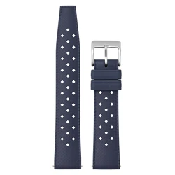 WATCHDIVES Premium FKM Rubber Tropical Watch Strap with Fast Release - 22mm (Dark Blue)