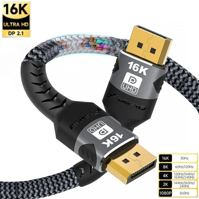 Cavo DisplayPort 2.1 16K 2M - 80Gbps, 16K@60Hz, 8K@120Hz, 4K@240Hz, Compatibile Con Schede Grafiche E Monitor Gaming - Foto 3