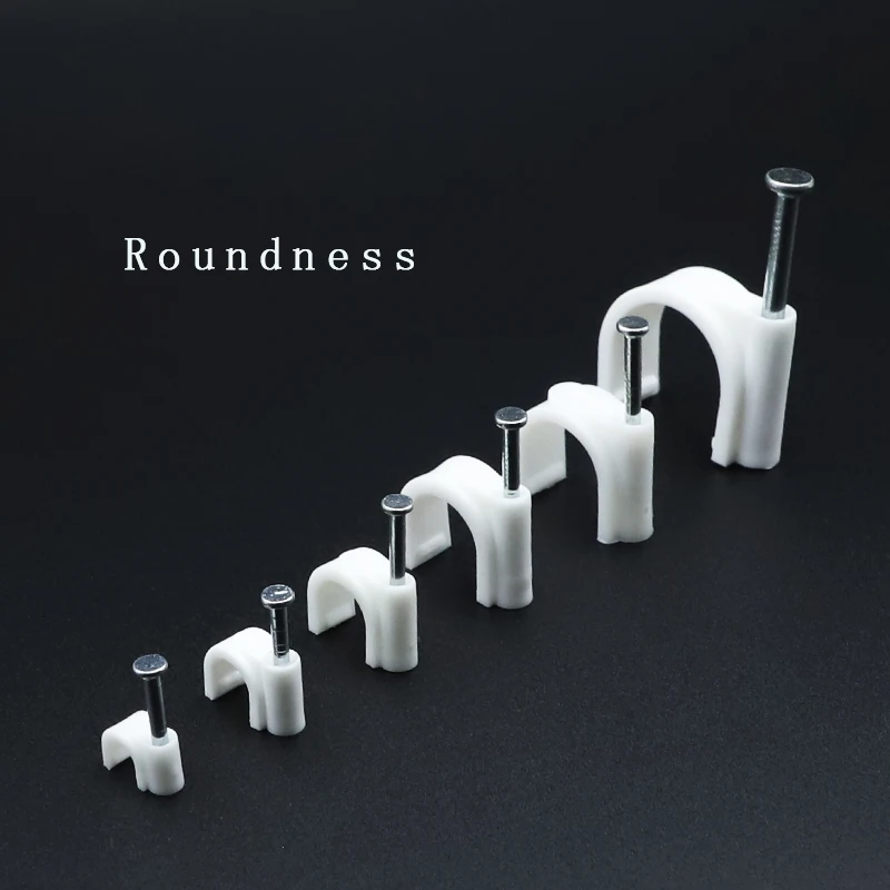 100 ชิ้นคลิปสายเคเบิล 4/6/8/10/12/14/16/20 มม.คลิปสายไฟเล็บในคลิปสายเคเบิลสายเคเบิลแท็กโคแอกเชียลแคลมป์เล็บสำหรับสายไฟ 1