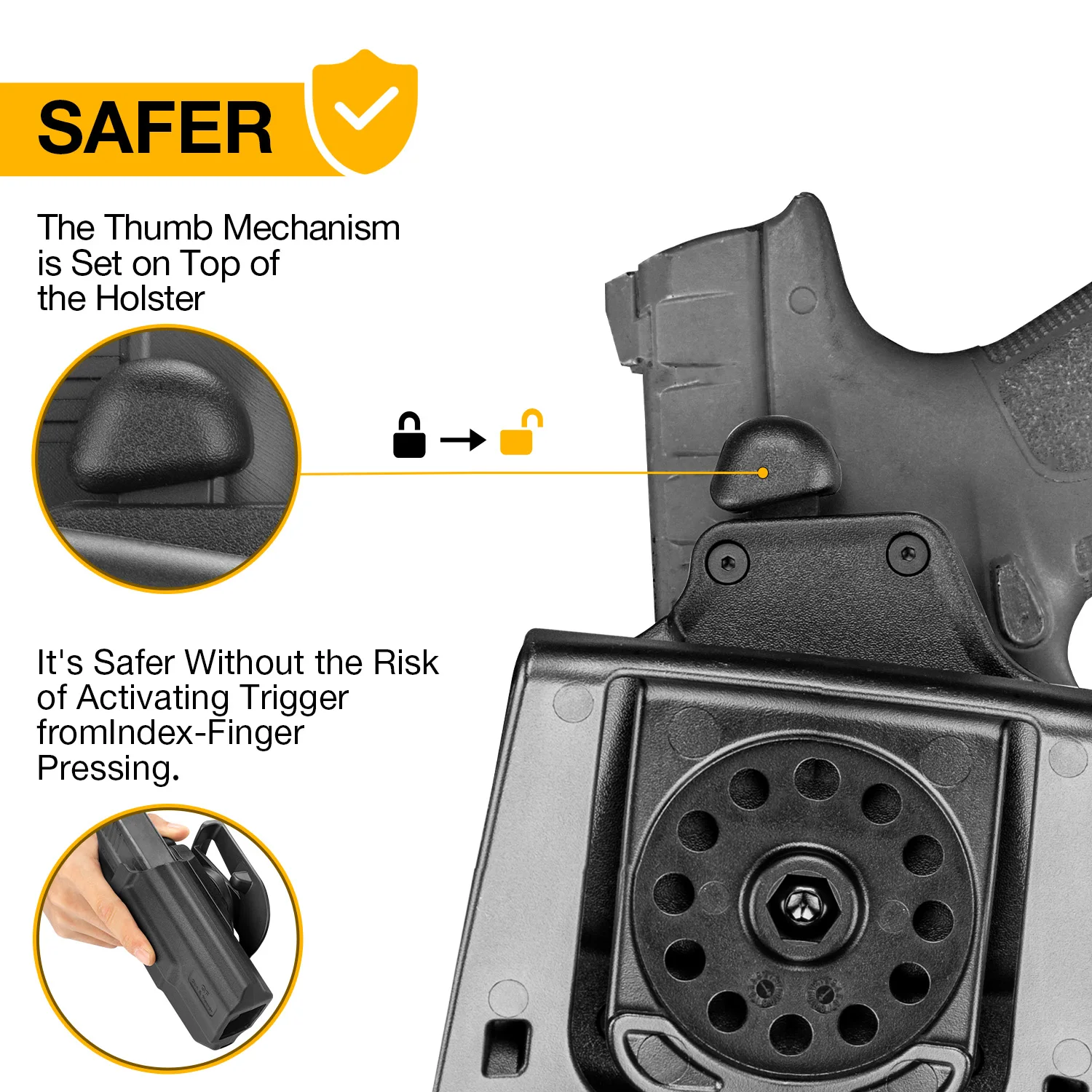 Beretta APX Holster Thumb OWB Holster Fit Beretta APX Full Size 9mm 40 (Not Fit A1) Level II Retention/360 Degree for pistol holster gun holster gun accessories