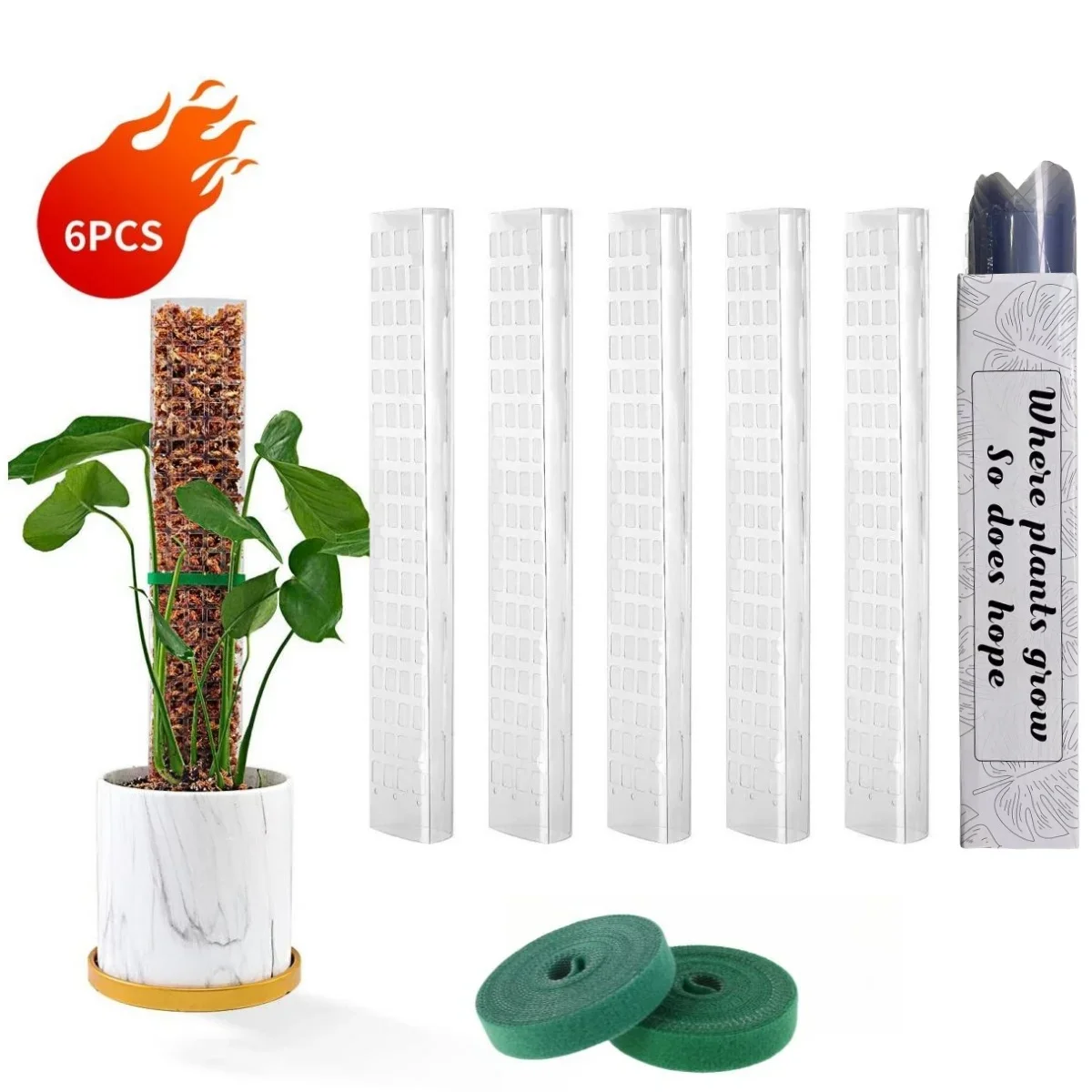 Description Picture 3 of itemPlastic Transparent Reusable Indoor Moss Poles Plants Plant Support Potted Sticks Train Creeper Plant to Grow Upward For Garden