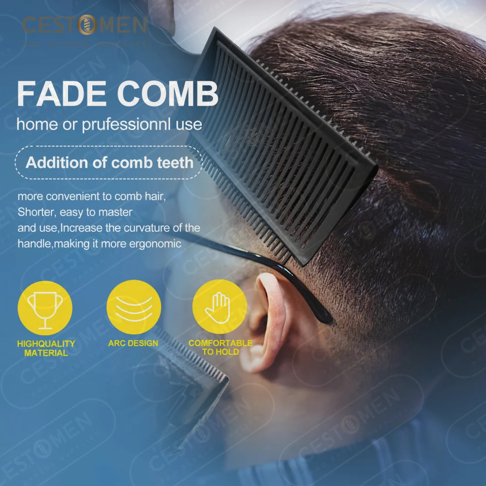 2pcs Barber Fade Combs, peigne professionnel de coupe de cheveux résistant  à la chaleur Flattop Comb Clipper Peigne de positionnement courbé pour  hommes Salon Coiffeur Outils