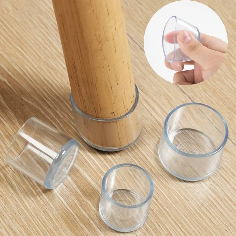 4Pcs Transparent PVC Table Chair Leg Feet Pad Caps Round Non-slip Feet Protector Pads Furniture Leveling Home Decor Furniture Leg Caps