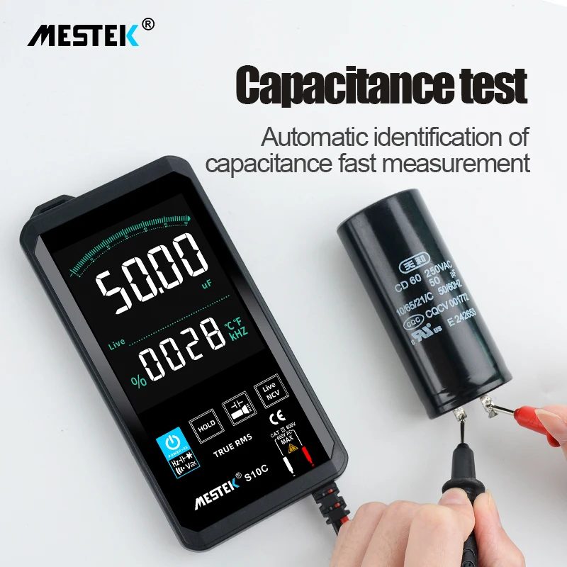 

MESTEK 4.7 inch Touch Screen Multimeter Ultra thin Color Screen 6000 Counts Digital Multimeters Voltage Frequency Smart Range Mu