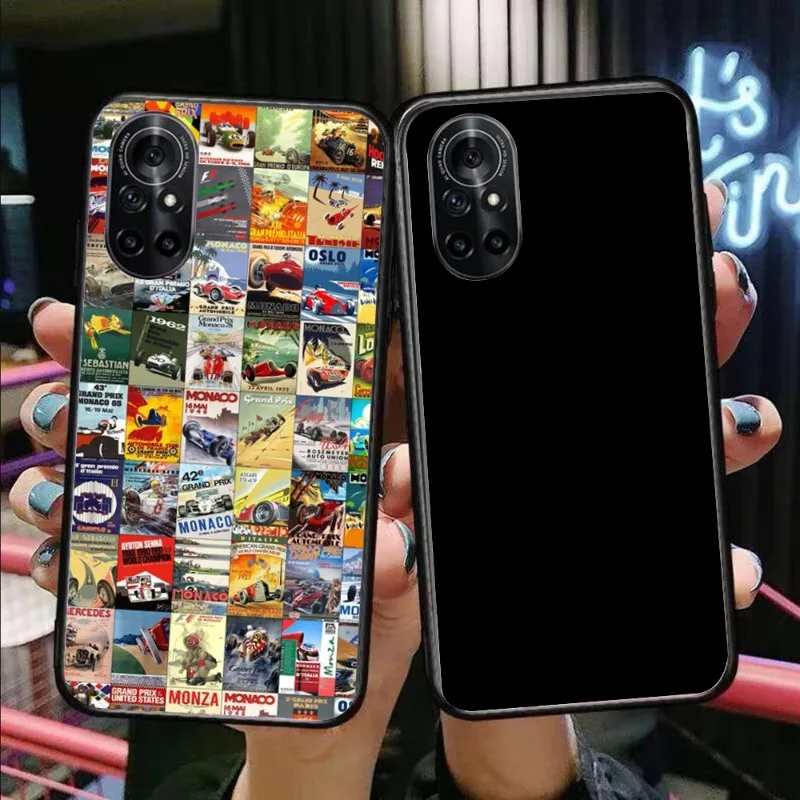 Grand Prix Custodia Per Telefono Vintage Monaco Per Honor 70 50 20 7S X9 X8 X7 Magic 4 3 Pro Cover Morbida Nera Per Telefono