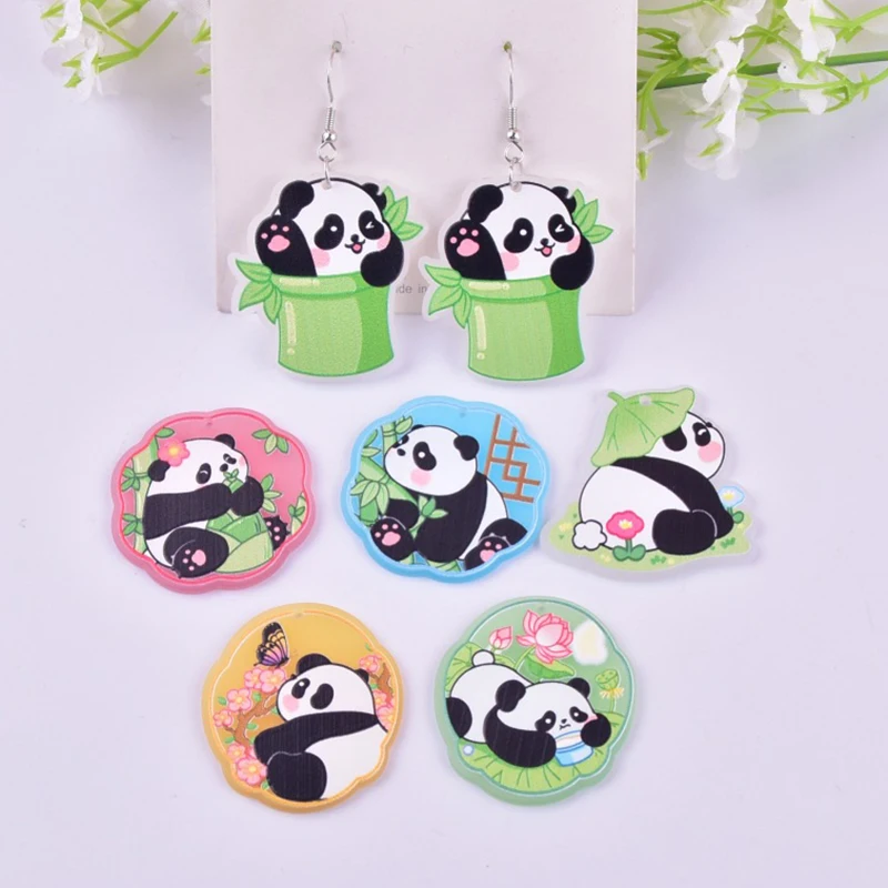 

10pcs Y2k Fasion Cute Bamboo Panda Fashion Pendant Acrylic Charms for Earring Keychain Necklace Diy Making for Women Gifts