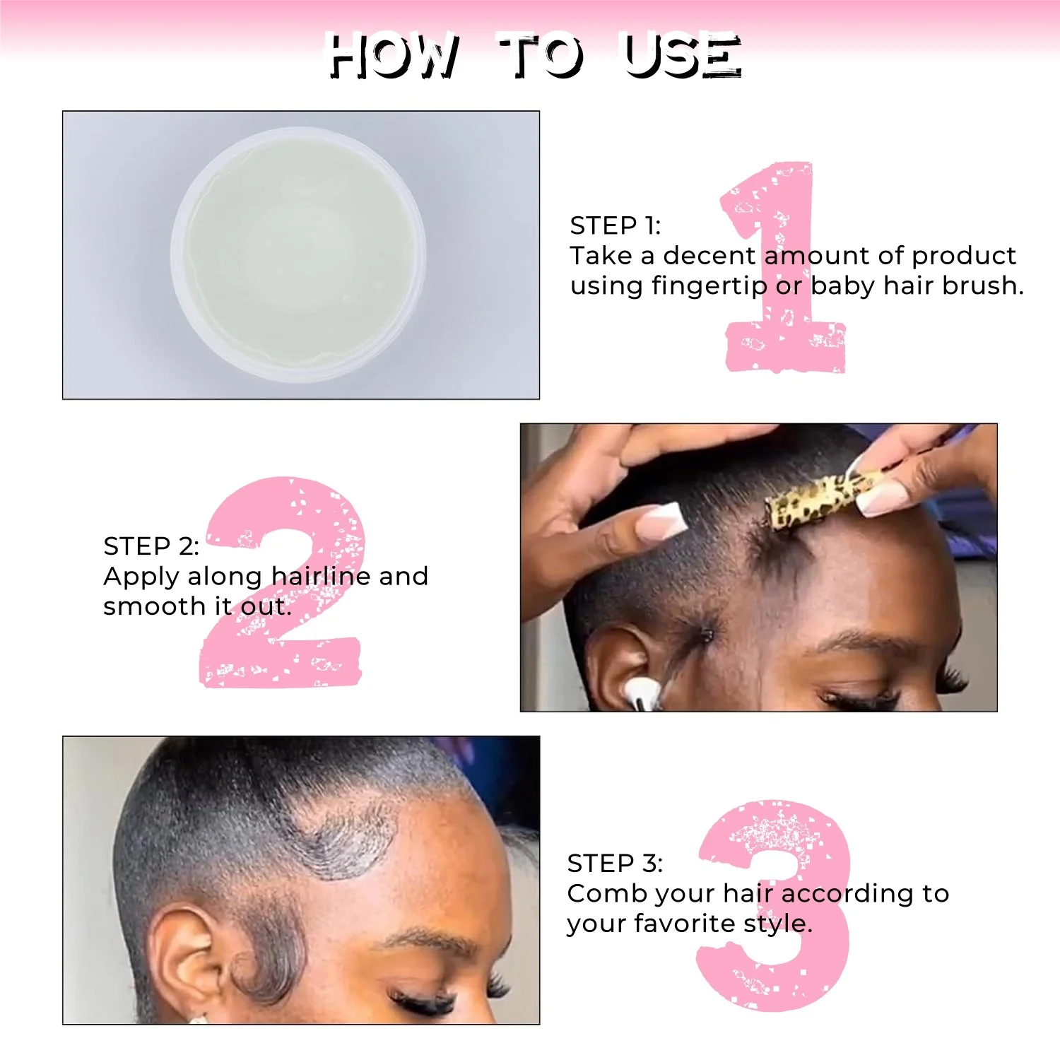 100g Extreme Hold & Reduces Frizz Edge Control Gel No White Residue Edge Control Wax for Braiding and Twisting