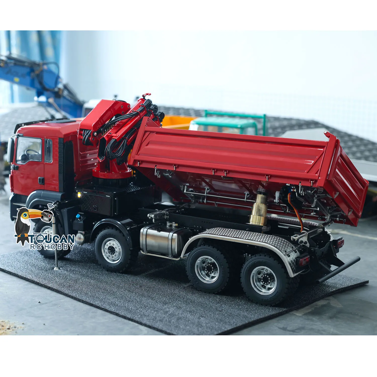 RTR LESU 8X8 1/14 RC Hydraulic Crane Truck Dumper 2-speed Car Model PL18EV Remote Control Vehicle Tipper with Lights Sounds Toys 2