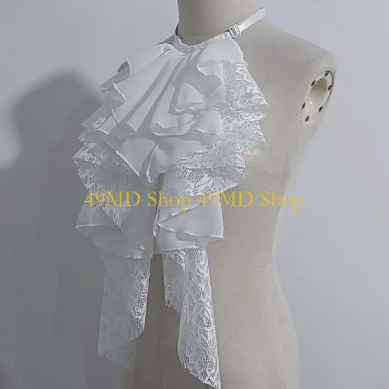49MD Victorian abnehmbar geschichtete Lace Jabot Faux Kragen für Frauenkostümpartys – Detail 8