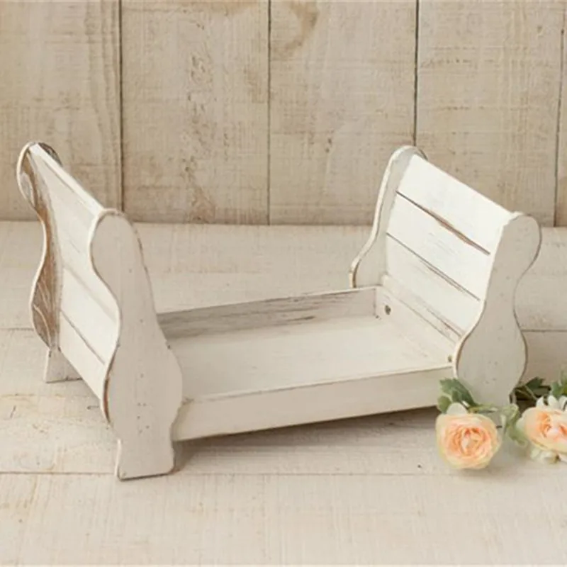 

Newborn Photo Props Vintage Wood Bed Baby Photography Accessories Studio Backdrop Bebes Accesorios Recien Nacido Fotografia Sofa