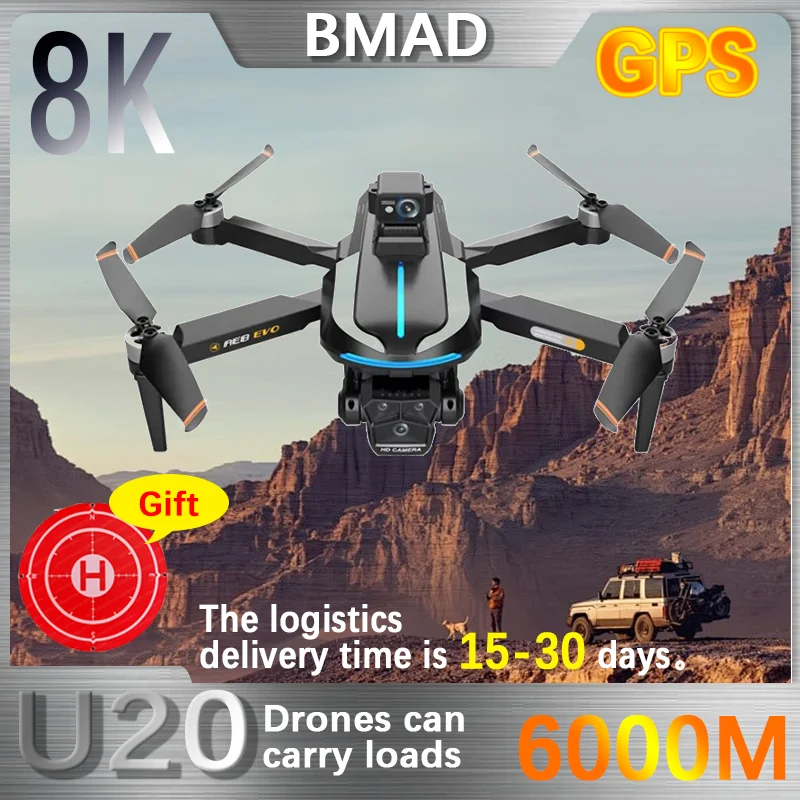 

BMAD U20 EVO Drone 5G WiFi FPV Brushless Motor GPS Return 360° Laser Obstacle Avoidance 6K HD 3 Camera RC Quadcopter Toys Gift