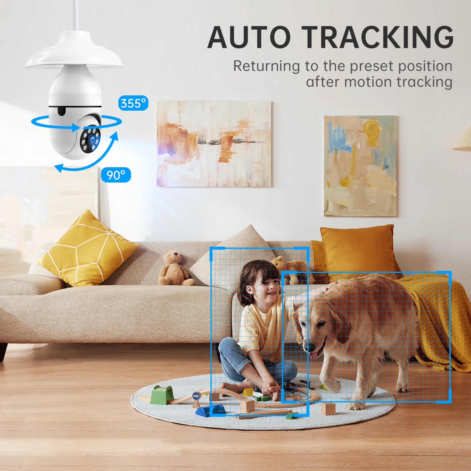 Bulb Security Cameras3 MP Outdoor Wireless WiFi Camera Color Night Vision 5GHz, 360 Degree, E27 Light Socket Screw In Security 4