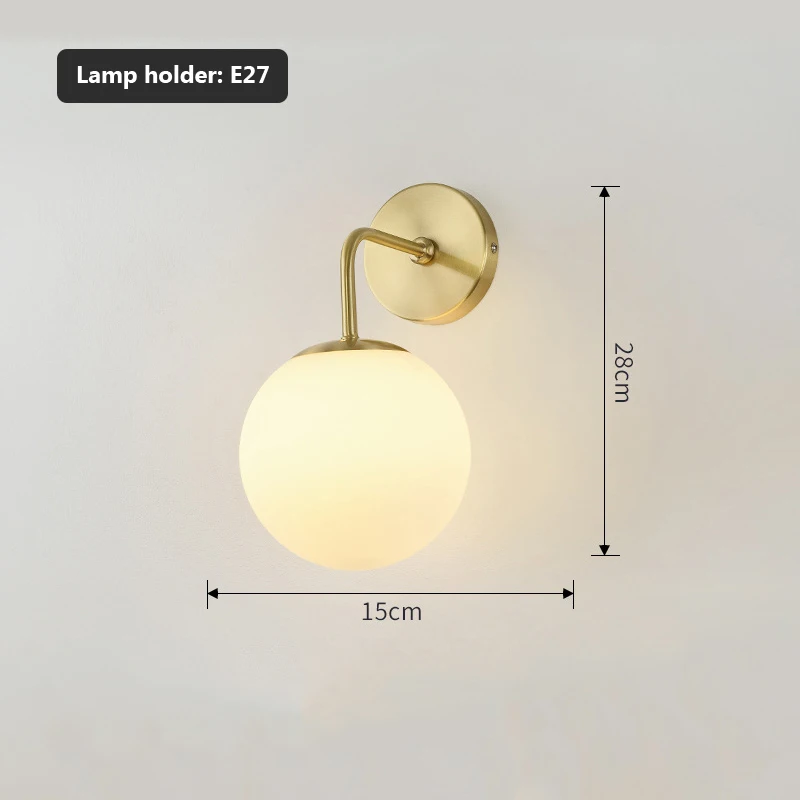 Led Wall Lamp Wall Sconces Light Wall Lamp Nordic Golden Wall Lights With Milky/Clear Special Glass Round Ball Bedside Lights