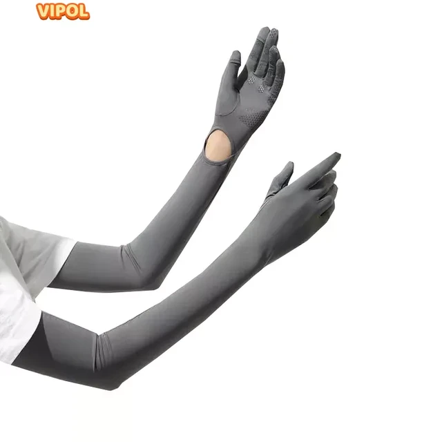 2 Pairs Uv Long Sun Gloves Women's Sunblock Driving Gloves Non Slip Full  Finger Arm Sun Protective For Outdoor Sports