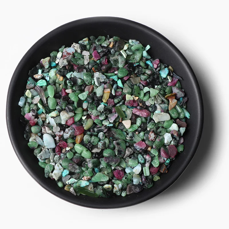 אבן טבעית בגראוול קוורץ אגאט ישפרס צ'יפס מינרלים ריקי הילינג דוגמה משובצת אבן בית אקווריום קישוט