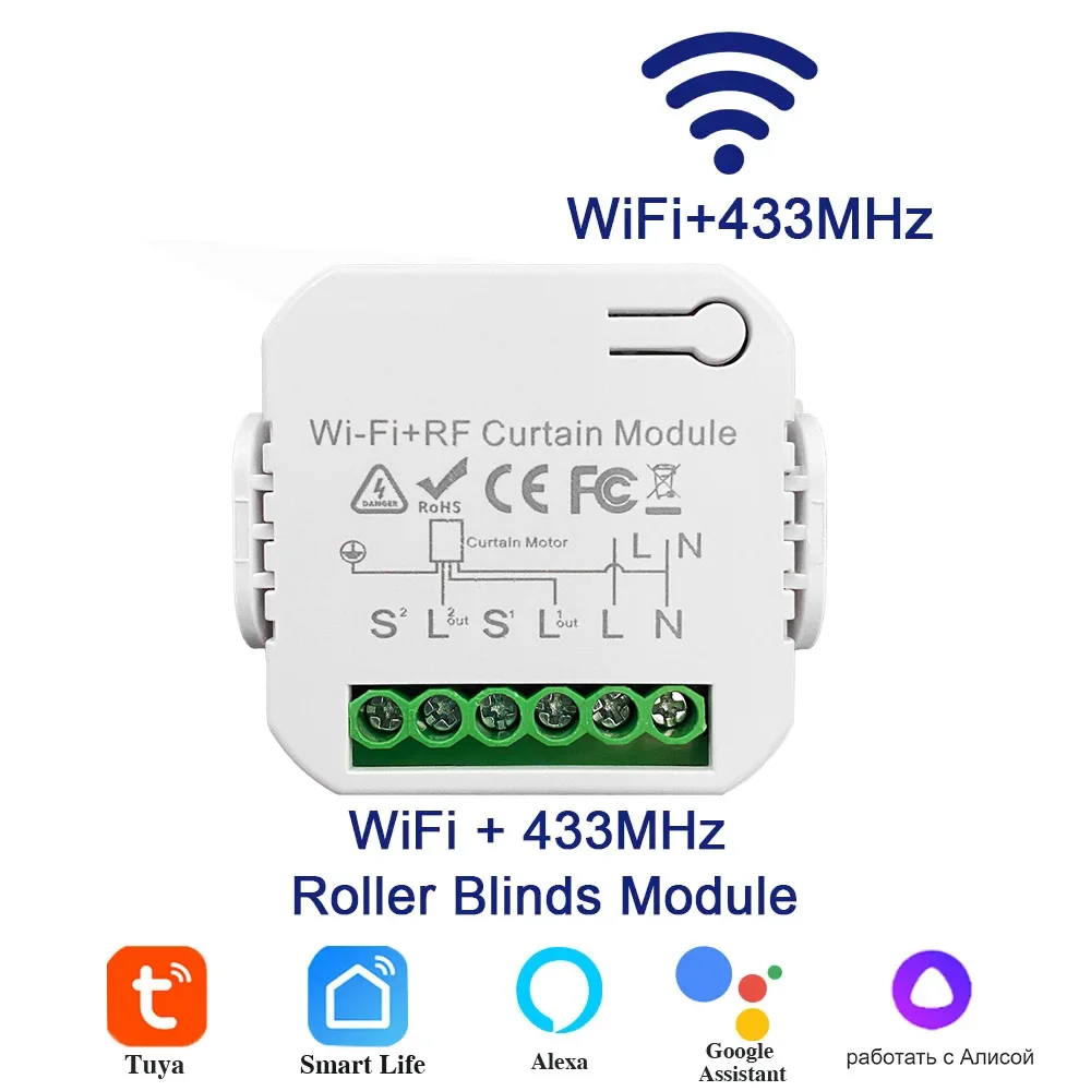 Tuya WiFi Smart Curtain Switch Alexa Google Home Voice Controllers Roller Blinds Shutter Motor Smart Life APP Remote Control