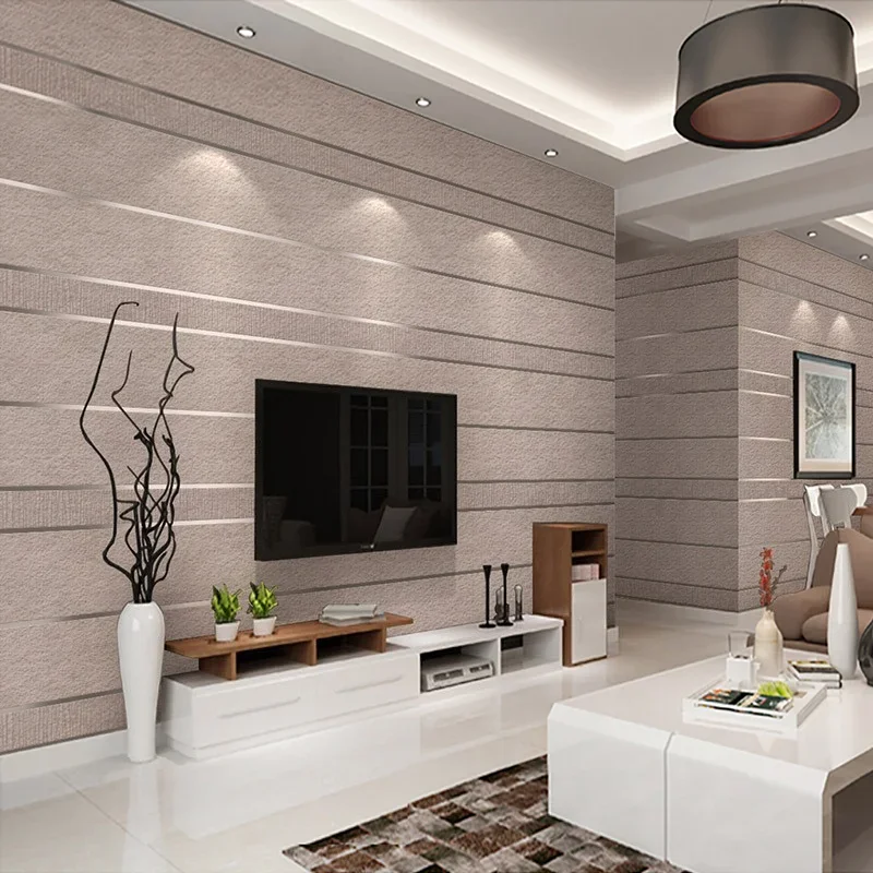 Non-woven Fabric 3D Striped Wallpaper for Walls Roll, Modern Living Room, Sofa, TV Background, Home Wall Paper, 0.53X10M, 1Pc
