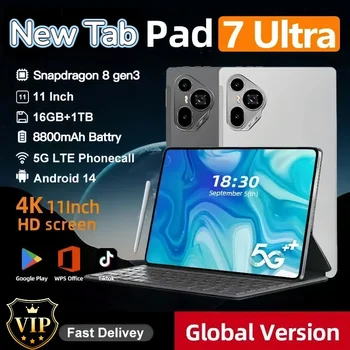 2025 Versione Globale Tablet Originali Pad 7 Ultra Android 14 16GB + 1T 8800mAh Tablet PC WiFi GPS 11 pollici HD 4K 5G Doppia Scheda SIM 1