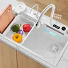 304 Stainless Steel White Dish Basin Intelligent Digital Display Kitchen Sinks Nano Large Single Slot Sinks Kitchen Accessories 1