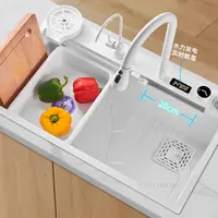 304 Stainless Steel White Dish Basin Intelligent Digital Display Kitchen Sinks Nano Large Single Slot Sinks Kitchen Accessories 1