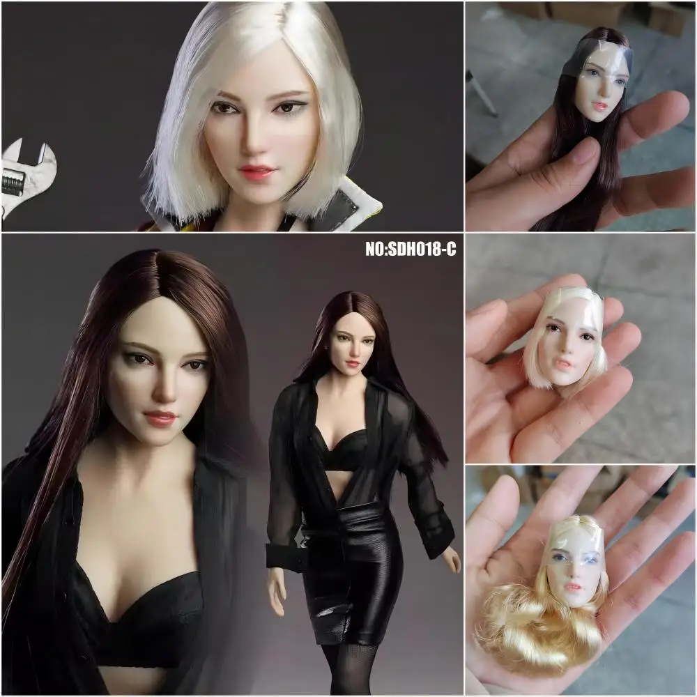 

SUPER DUCK 1/6 SDH018 A / B / C Beauty Pale Girl female Head Sculpt White Short Hair / long blond hair head for female body