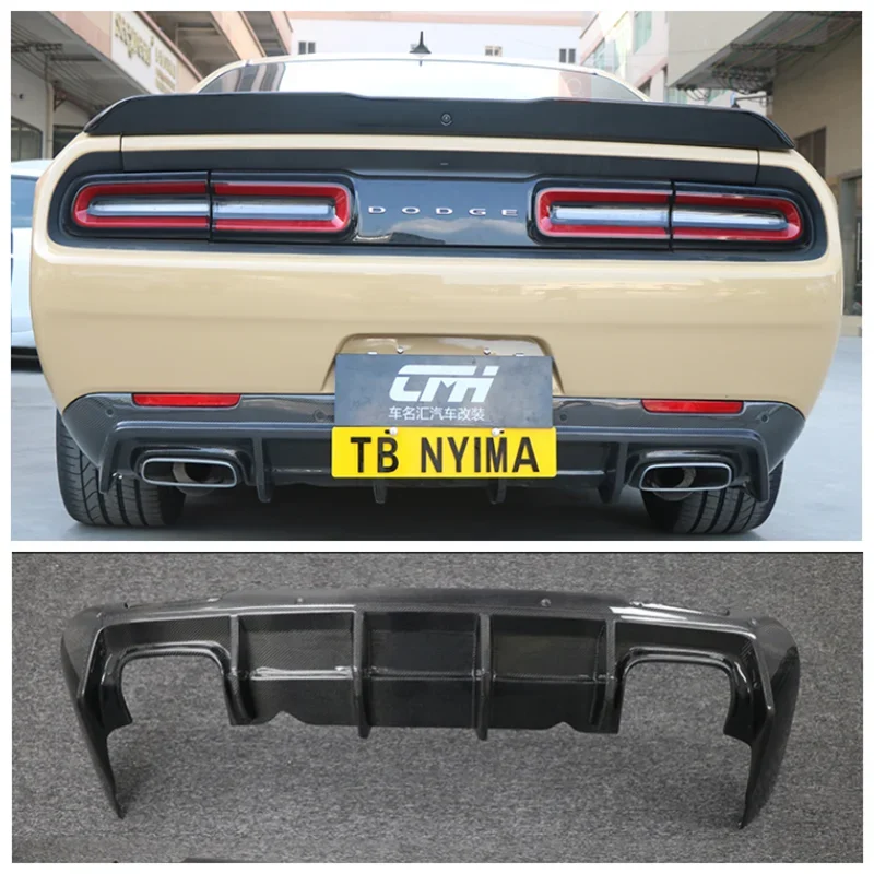 

Fits For Dodge Challenger 2015-2020 High Quality Carbon Fiber Rear Trunk Bumper Diffuser Spoiler Protector Cover