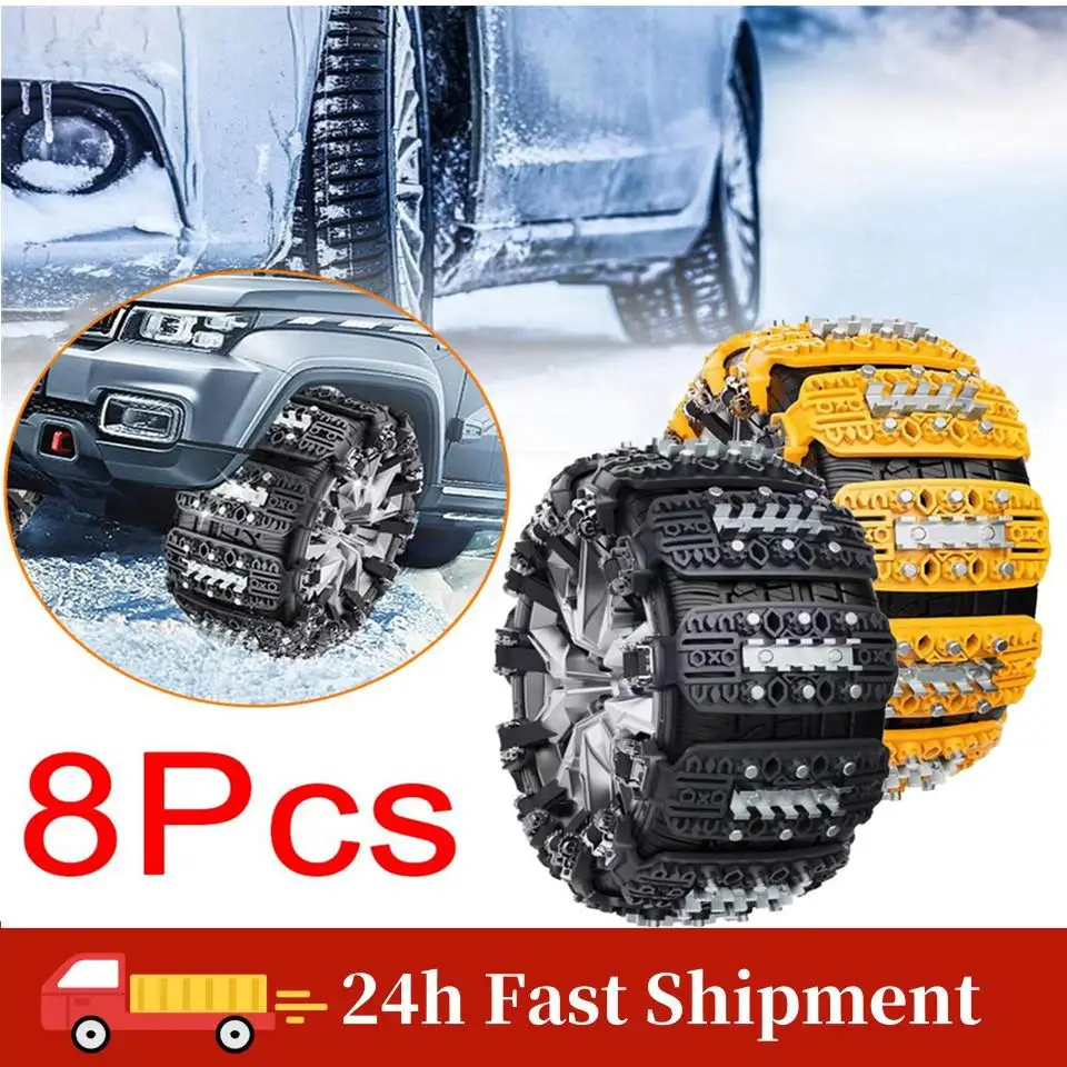 For 6.5-10.83 Inch Auto Winter Snow Tiger Claw Ice Breaking Anti-skid Car Tire Heavy Duty TPU Metal Manganese Steel Nail Chain