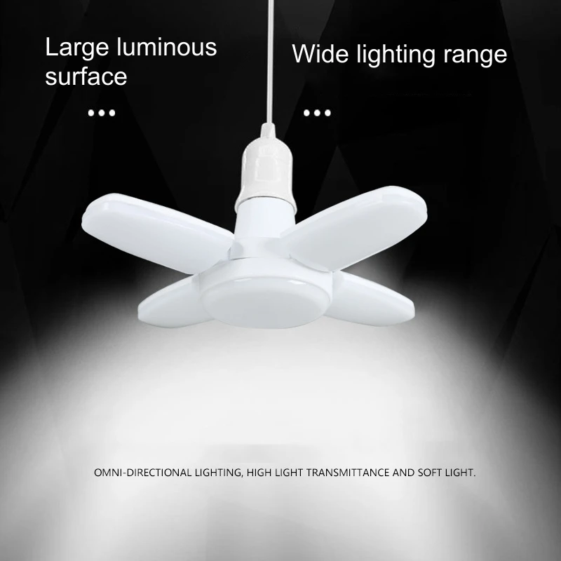 E27 Fan Shape LED Bulb Foldable 220V 28W Lamp for Home Ceiling Lamp Warehouse Garage Corridor