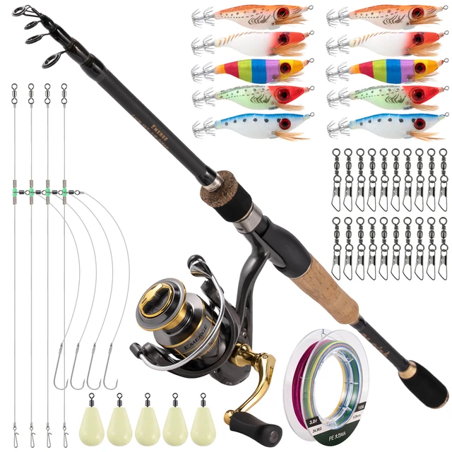 Surf Fishing Rod and Reel Combo 1.8m Telescopic Rod 4.9:1 Spinning Reel  Luminous Squid Jig Weight Sinker Line Fishing Full Kit - AliExpress