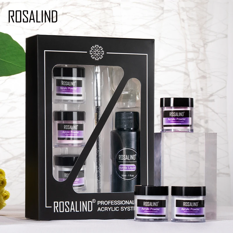 ROSALIND Acrylic Powder Liquid Set Nail Art Design Crystal Carved Flower Manicure Professional Kit nail acrylic liquid nail powder acrylic nail powder nail kit manicure tools nail tools