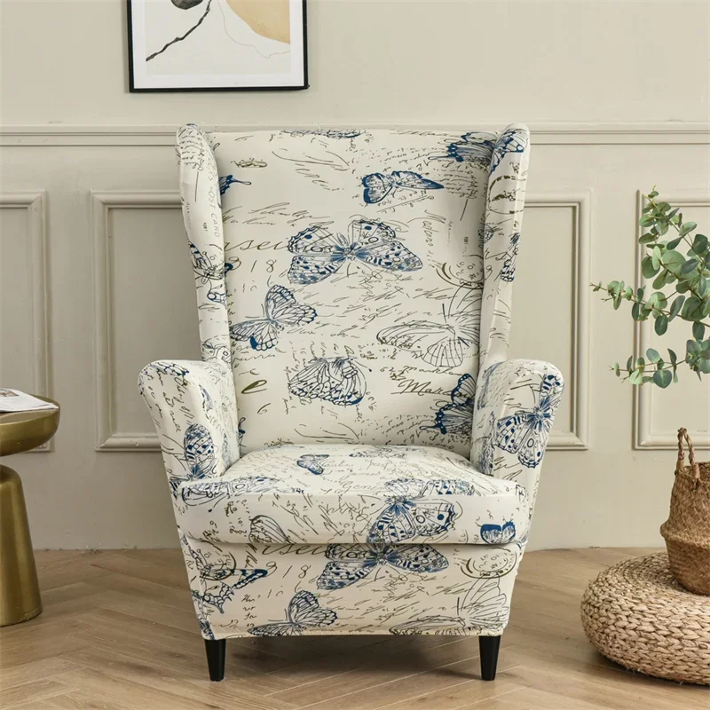 Floral Wing Chair Cover Stretch Spandex Armchair Slipcovers Removable Sofa Covers with Seat Cushion Cover Furniture Protector 3