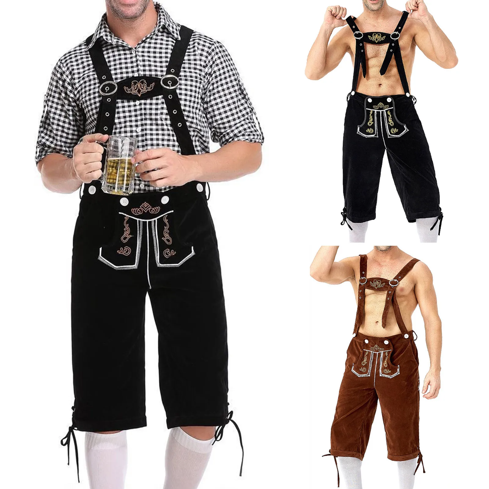 

Брюки для взрослых мужчин Немецкий Октоберфест традиционный баварский пиво мужские шорты Lederhosen костюм для косплея на Хэллоуин вечеринку