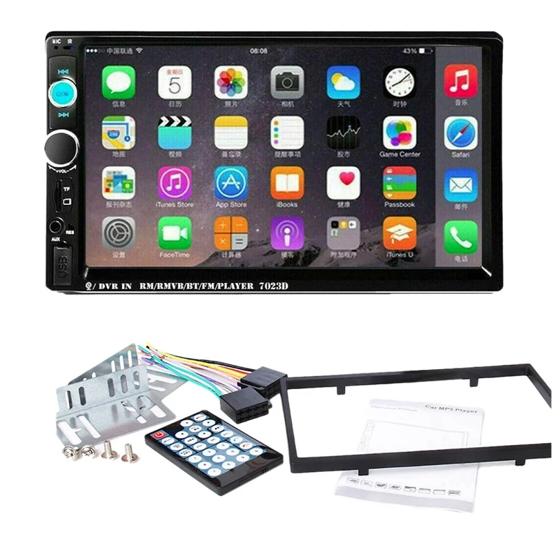 

7-дюймовый автомобильный стерео 2 Din HD Bluetooth MP5 видео цифровой плеер с беспроводным дистанционным управлением Hands Free мультимедиа, поддержка карт R