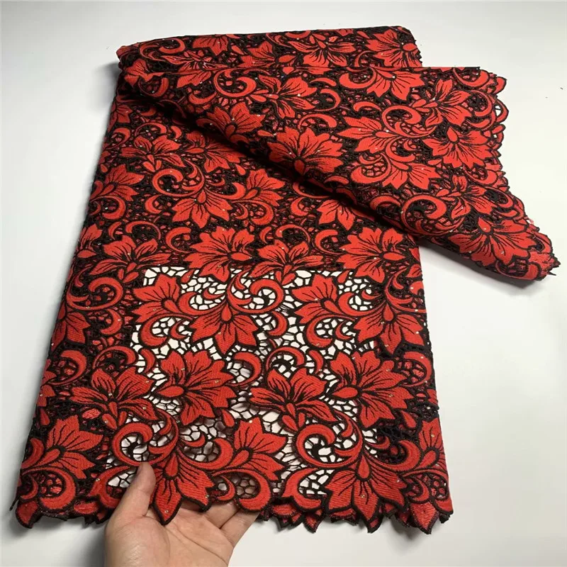 

5 Yard Hot Selling French Lace With Diamond African Guipure Tulle Cord Lace Net Embroidered Fabric For Wedding Party ZQ080106