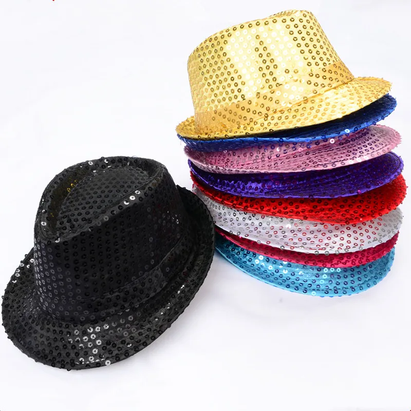 Party Hat Carnival Hat Cowboy Doll Hat Knitted Caps Mens Fez Hat Mens Cotton Hat Adult Police Hat Men Women Sequins Hat Stage Show Party Hip Hop Dance Glitter Cowboy Jazz Caps Costume Shiny Beading Hat Clown Magician Props