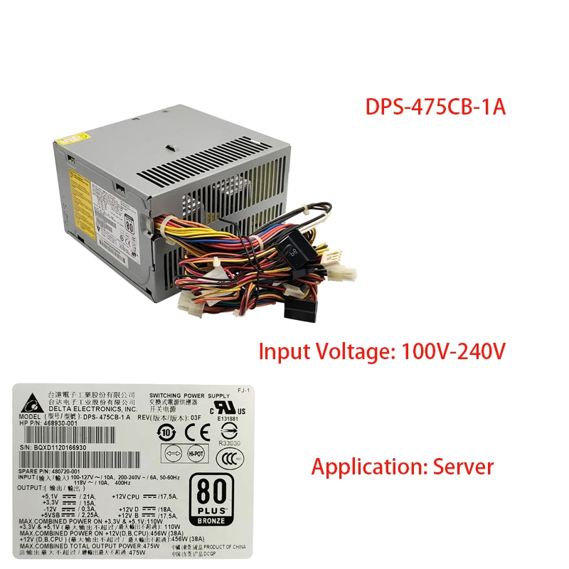 

Для DPS-475CB-1 A 468930-001 480720-001 452554-001 DPS-475CB A 450937-001 452554-001, блок питания для сервера
