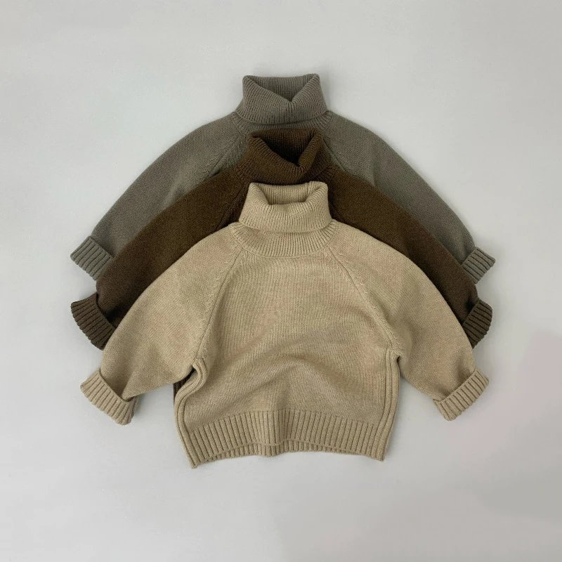 

Fashion Winter Kids Sweaters Boys Thick Knit Pullover Solid Girls Turtleneck Sweater Autumn Kids Knit Wear Children Clothes