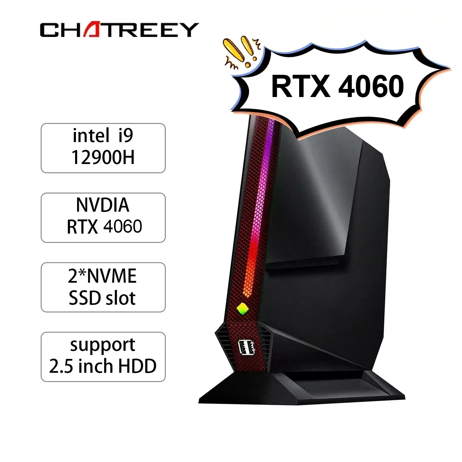 Chatreey G2 ミニ PC インテル Core i9 12900H i7 12700H Nvidia