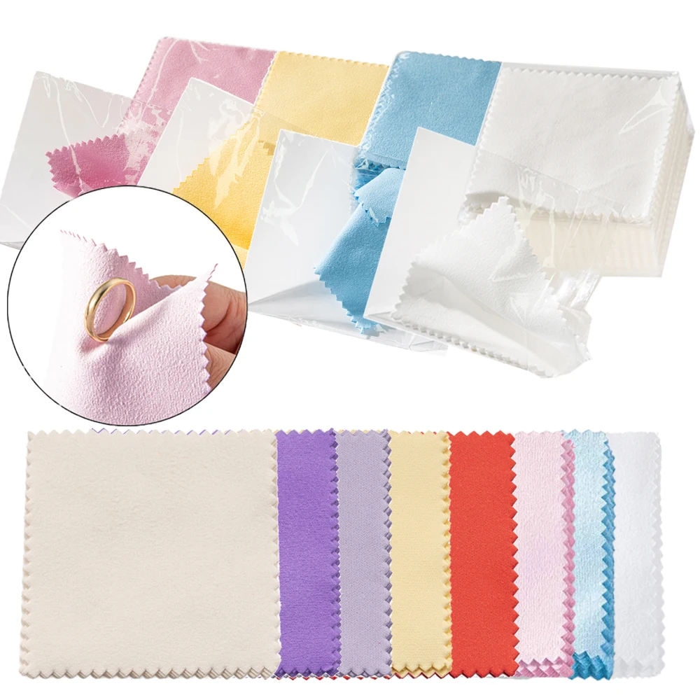 10/50 stücke Schmuck Polieren Rosa Farbe Stoff Polnischen Reinigung Tuch Weichen Wischen Für Besteck Werkzeug Machen Liefert Zubehör