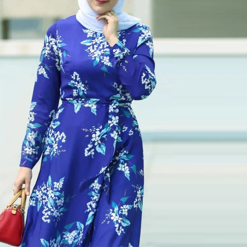 

Eid Mubarak Abaya, мусульманское женское длинное платье макси с цветочным принтом, скромная молитва, Исламская Турция, женская модель, Рамадан