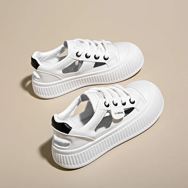 

Женские кроссовки с вырезами, на платформе, повседневные Лоферы для прогулок, модные сандалии с низким верхом для скейтбординга, для студентов, лето 2024