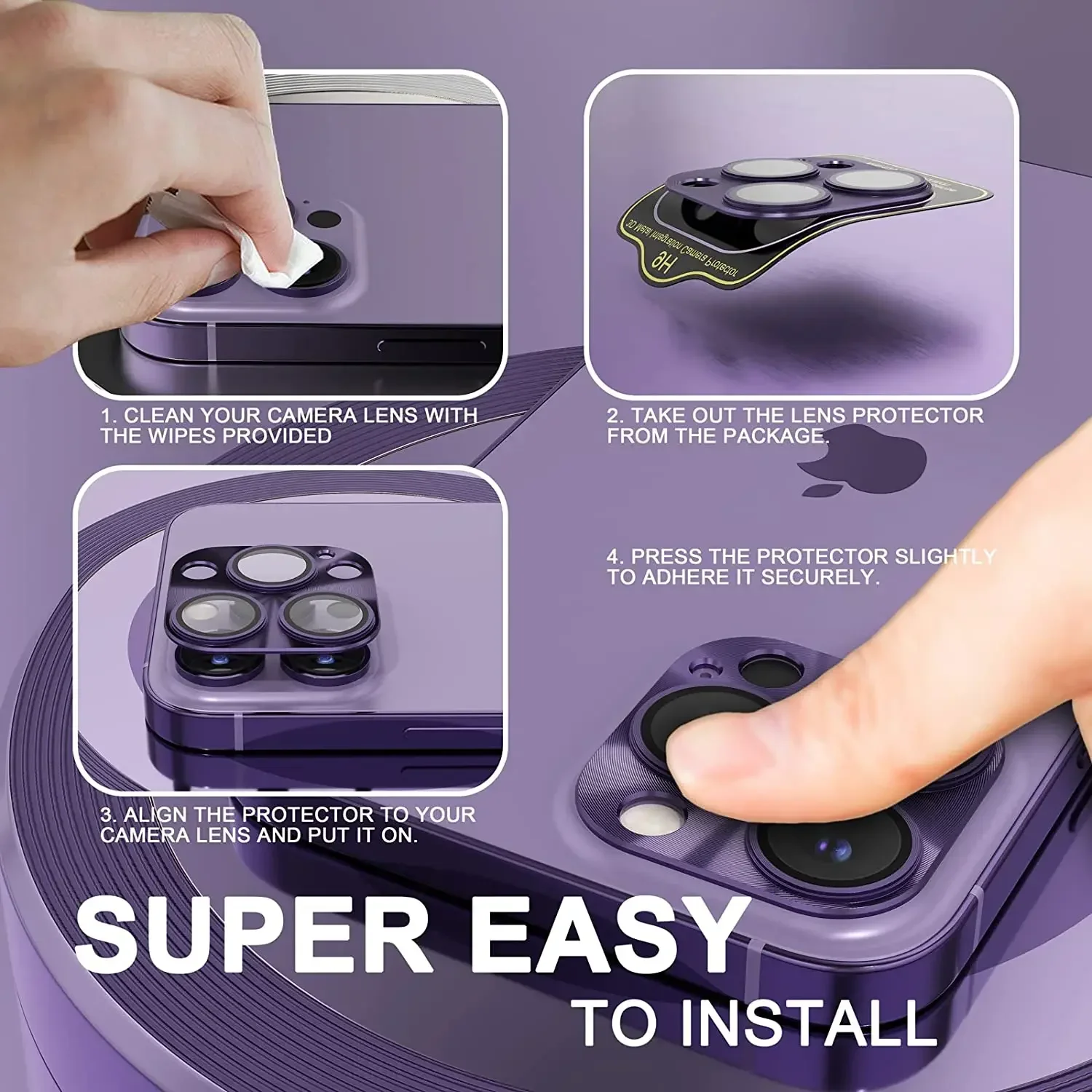 Purple Tempered Glass Camera Lens Protector Accessory