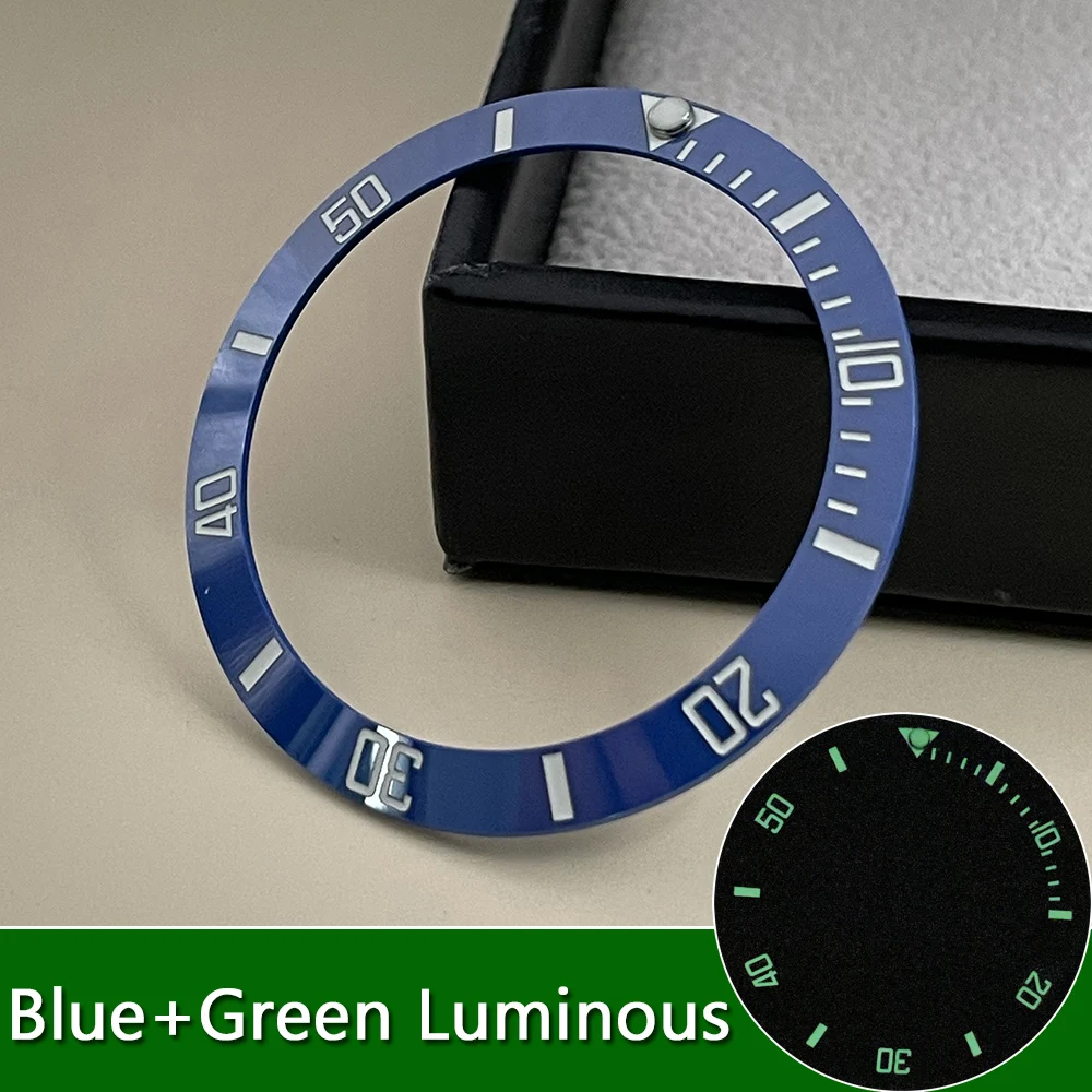 Blue/Green Luminous Watch Bezel Insert 38mm*30.6mm Insert Ring fit SUB GMT Watch Replacement Bezels Accessories