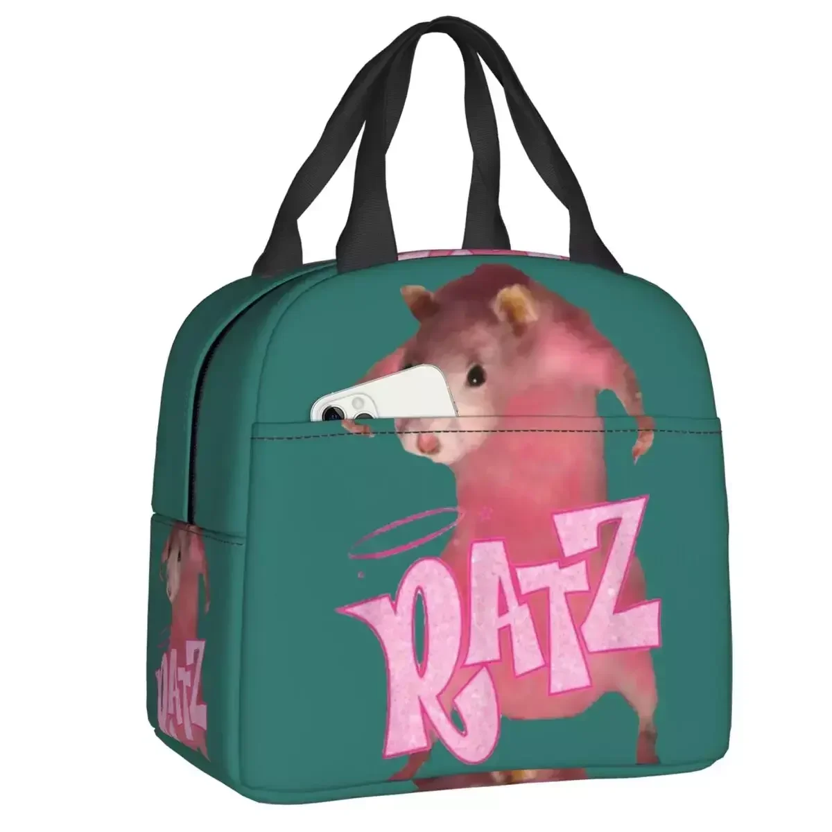 

2024 New Ratz Funny Ratz Pink Insulated Lunch Bag Resuable Cartoon Manga Anime Cooler Thermal Lunch Tote Kids School Children