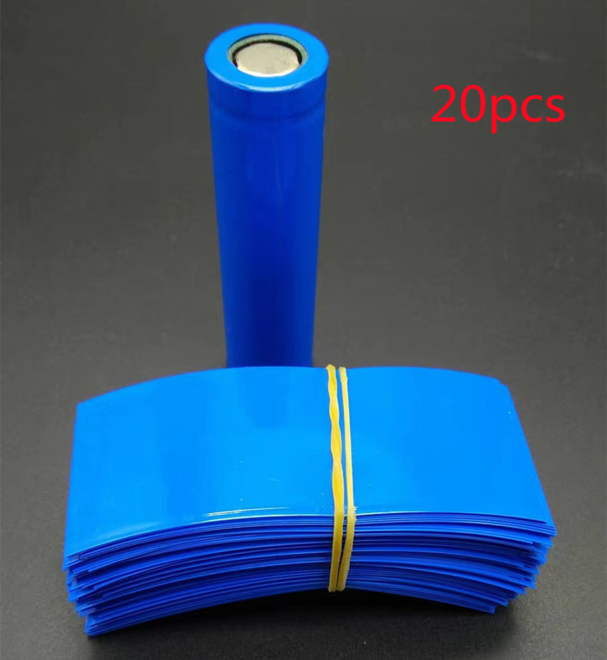 20pcs 18650 Lipo lifepo4 Battery Wrap blue PVC Heat Shrink Tube Precut Insulated Film Protect Case Pack Sleeving