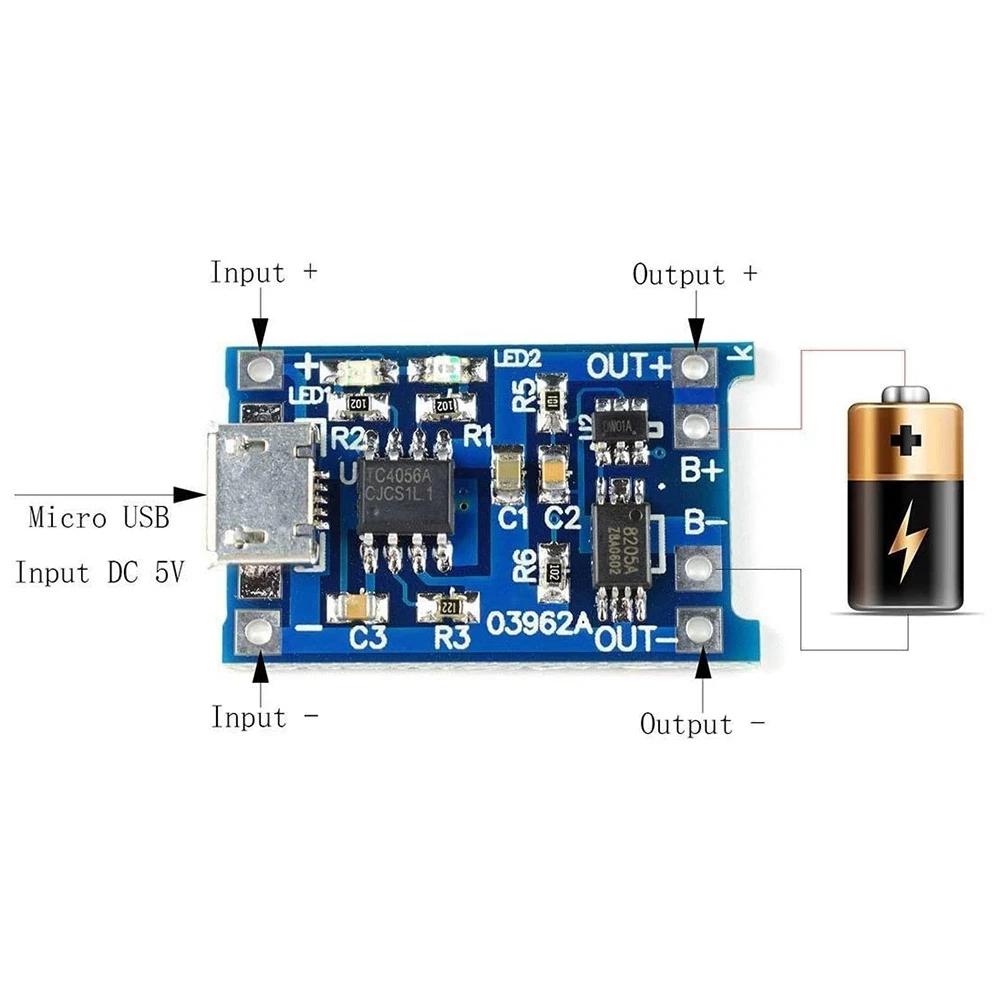 10Pcs 5V 1A 18650 Lithium Battery Charging Board TP4056 Lithium Battery Charging Board -USB Charge Module