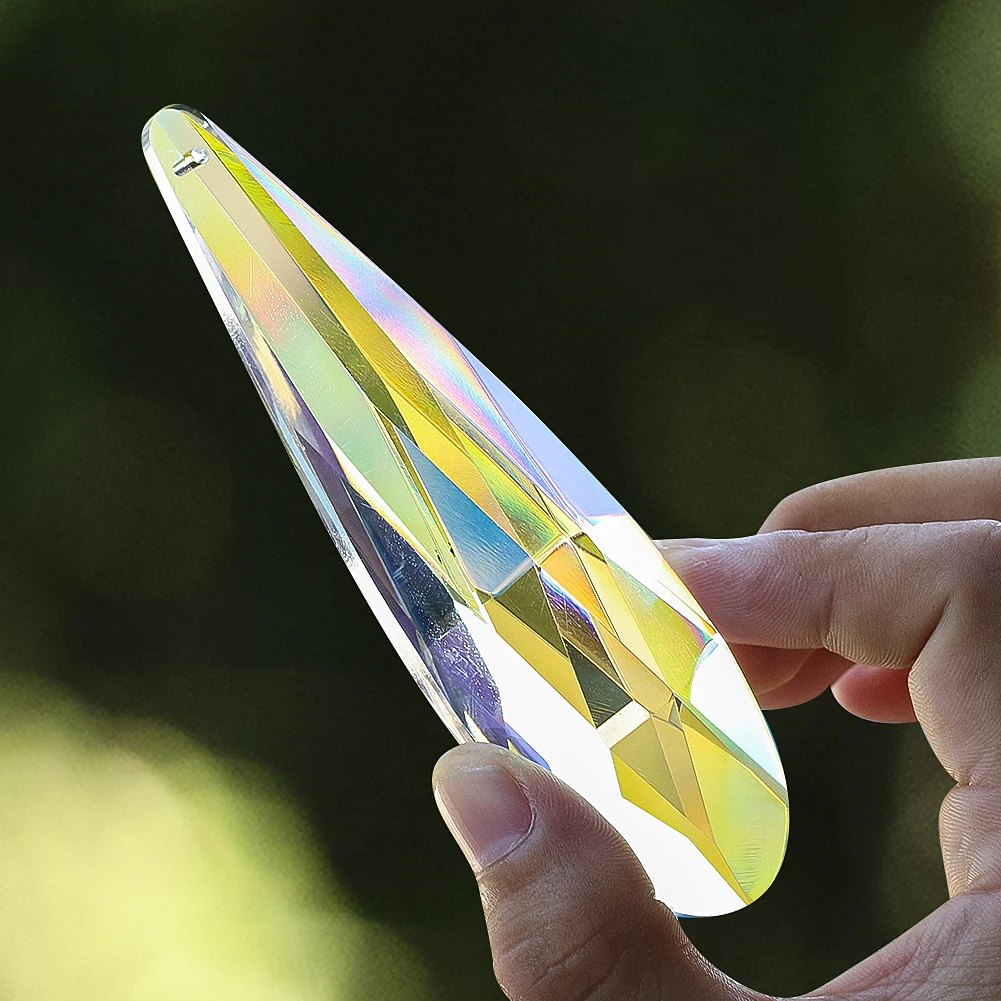 120mm Rainbow Crystal Suncatcher Hanging Prisms for Window Faceted Glass Teardrop Sunlight Chaser Catcher Pendant Garden Decor