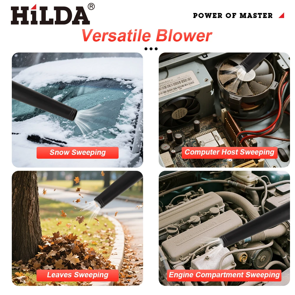 HILDA Electric Blower 2 in 1 Suction+Blow Leaf Blower Cordless Leaf Snow Vacuum Cleaning Power Tool For Makita 21V Battery air blower electric blower
